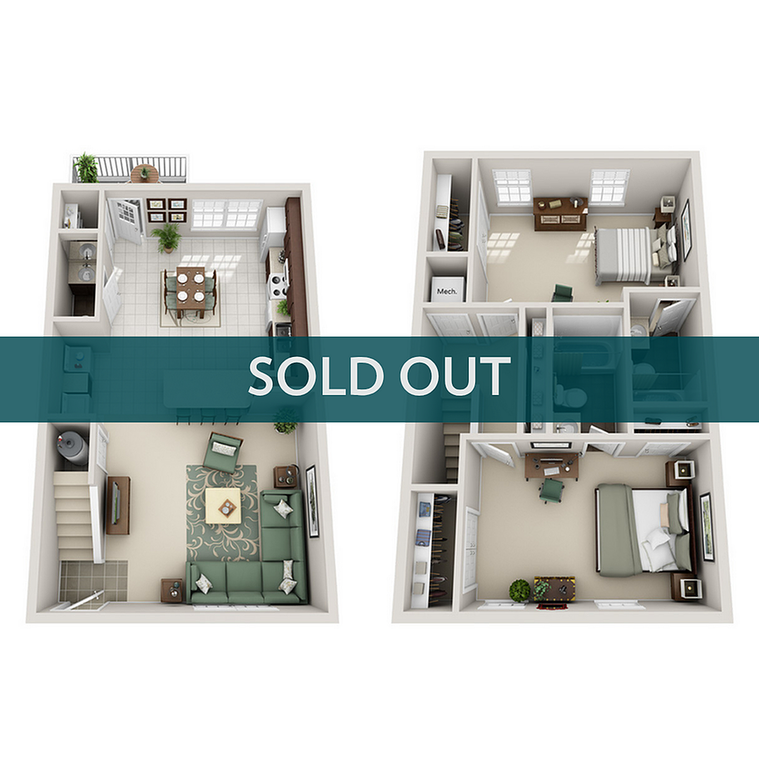 2BR/2BA – UNFURNISHED floor plan
