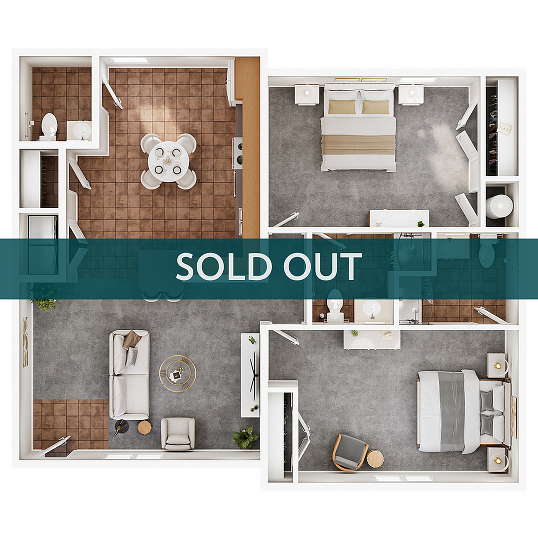 2BR/2BA – H – UNFURNISHED floor plan