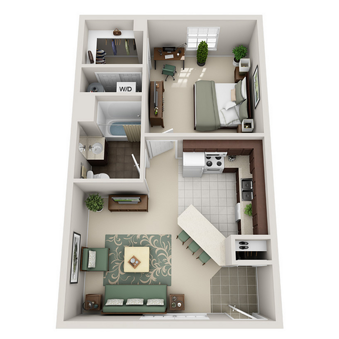 1BR/1BA – FURNISHED floor plan