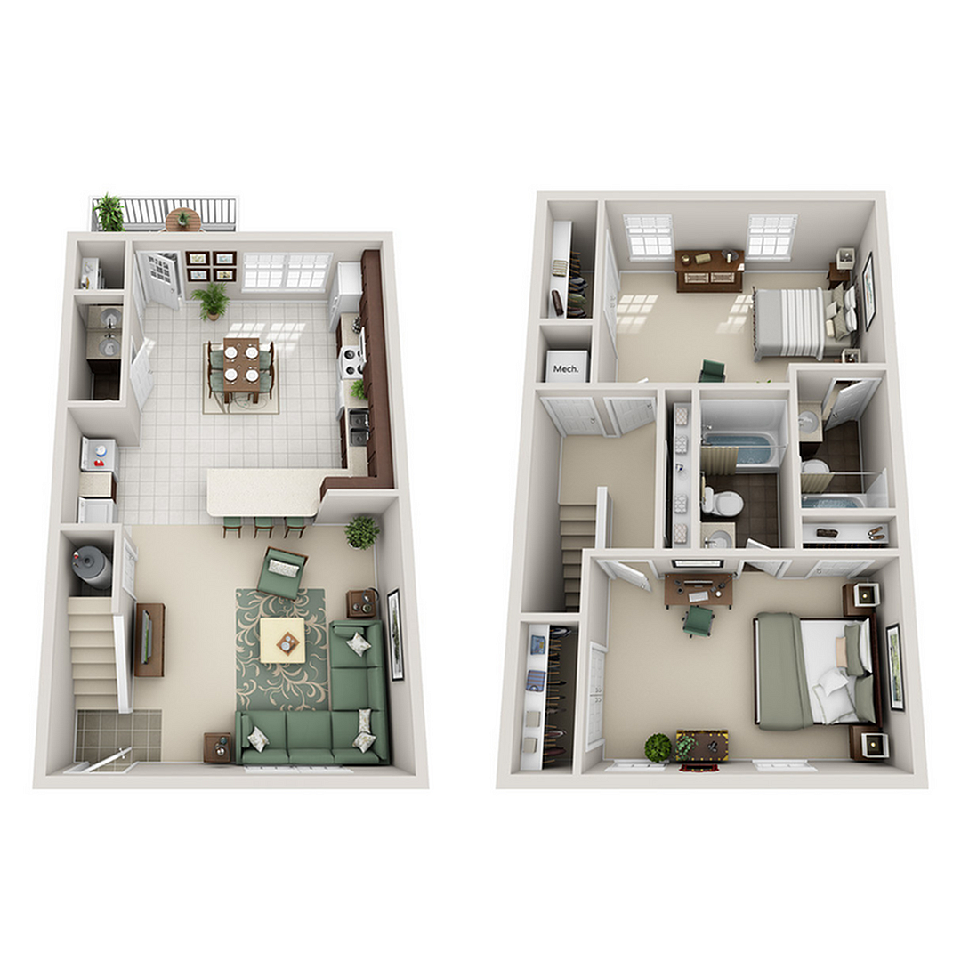 2BR/2BA – UNFURNISHED floor plan